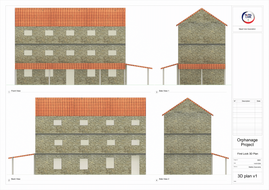 Plan future façade de l'orphelinat